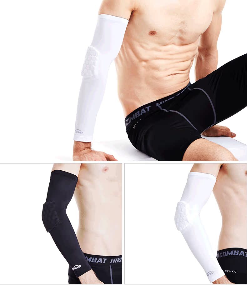 Thể thao bóng rổ đào tạo bảo vệ cánh tay tổ ong chống va chạm cổ tay dài nữ tay áo thoáng khí tay áo khuỷu tay nam bảo vệ chung găng tay chống nắng nam cao cấp