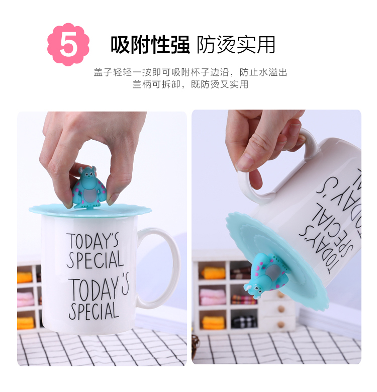 Thực phẩm sáng tạo cấp silicone không độc hại chống rò rỉ cốc bìa phổ quát chịu nhiệt tách trà bìa dễ thương hoạt hình cốc bìa - Tách bình nước tập gym
