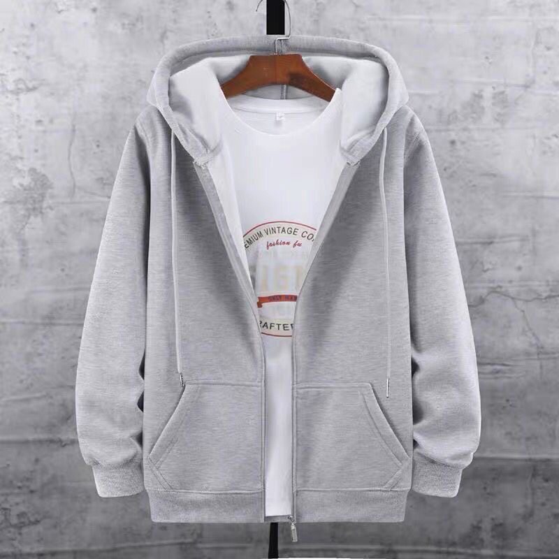 Men's Sweatshirt, Large Size, Loose Casual Long-Sleeved Cardigan, Solid Color Hooded Jacket, Spring, Autumn and Winter Wear-Resistant Fleece-Lined Work Clothes Men's Sweatshirt, Large Size, Loose Casual Long-Sleeved Cardigan, Solid Color Hooded Jacket, Spring, Autumn and Winter Wear-Resistant Fleece-Lined Work Clothes