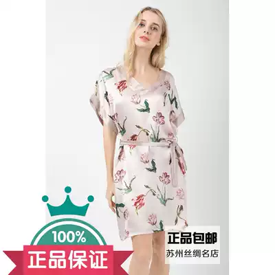 Suzhou specialty 21 new product dimension silk high-end silk nightgown 100% mulberry silk home clothing dress