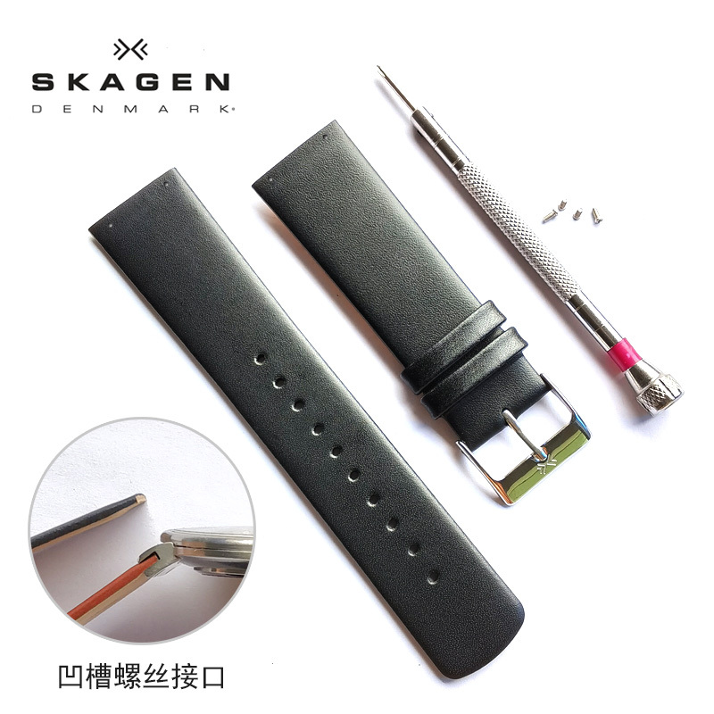Skagen Genuine Leather Watch Strap 12-14-16-18-20-22-24mm Concave Screw Replacement Lug