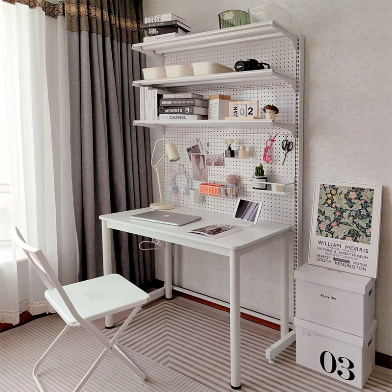 Perforated Board Bookshelf Assembly, No-Drill Hardware Desk Shelf Combination, Children's Metal Floor-Standing Simple Home Bookshelf