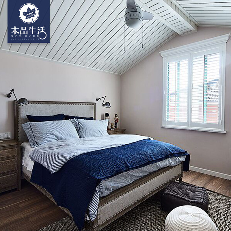 Wood life White wallboard Bedroom wall skirt European sauna board Solid wood buckle board ceiling board background wall