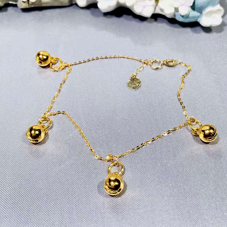 Xuân xuân mới 3D vàng cứng 999 vàng 24K Mặt vàng nhẵn mịn sẽ vòng vòng tay có thể điều chỉnh vòng tay nữ mẫu - Vòng chân vòng chân bạc tây tạng