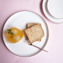 Clearance) nostalgia) minimalist gold-edged white ceramic Western steak plate breakfast plate salad snack plate