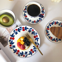 Huajia tree) Qinlan) Super beautiful Berry Forest hand-painted ceramic Western plate soup bowl rice bowl coffee cup plate plate
