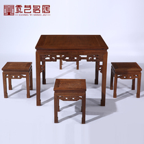 Mahogany furniture Whole chicken wing wood dining table Antique Chinese classical carved dining table Dining table Eight immortals table Square table