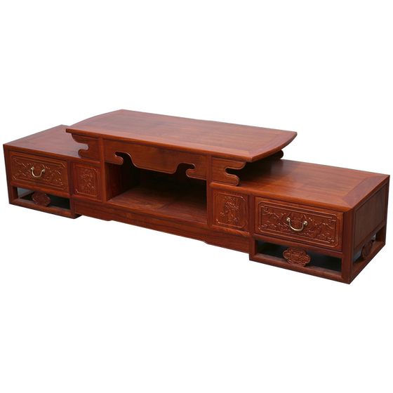 
Mahogany furniture Chinese TV cabinet full solid wood floor cabinet residential furniture living room Myanmar rosewood low cabinet combination