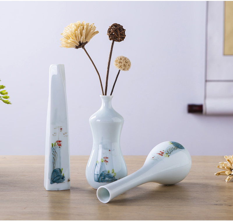 Jingdezhen ceramic floret bottle of Chinese zen hand - made dried flower arranging flowers sitting room adornment furnishing articles table porcelain restoring ancient ways