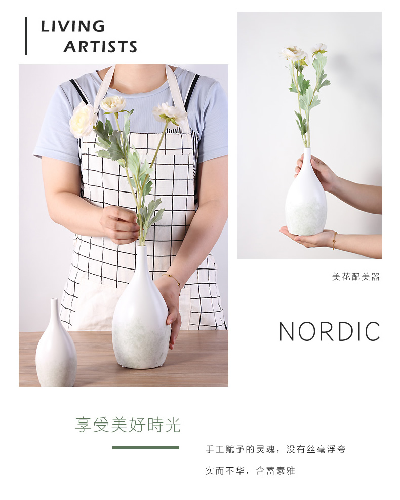 The Nordic white ceramic vase furnishing articles I and contracted Europe type dry flower arranging flowers small pure and fresh and sitting room home decoration