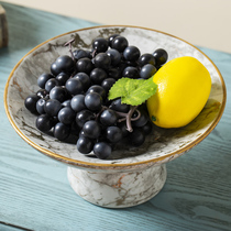  European-style light luxury fruit plate dry fruit plate living room ceramic double-layer creative household American storage decoration net black tea several
