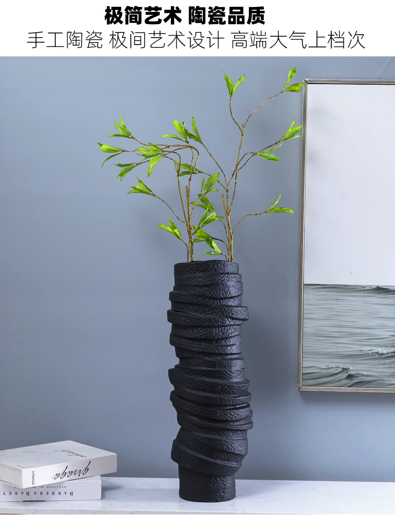 Modern minimalist vase creative contracted sitting room, black ceramic furnishing articles dried flowers flower arrangement home soft decoration