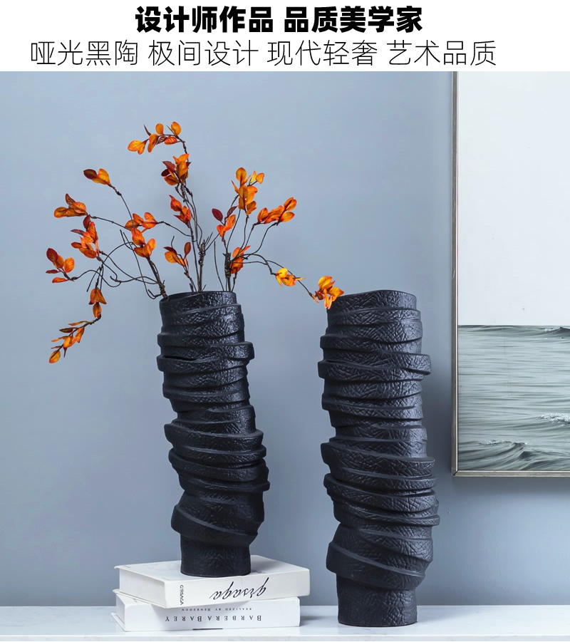Modern minimalist vase creative contracted sitting room, black ceramic furnishing articles dried flowers flower arrangement home soft decoration