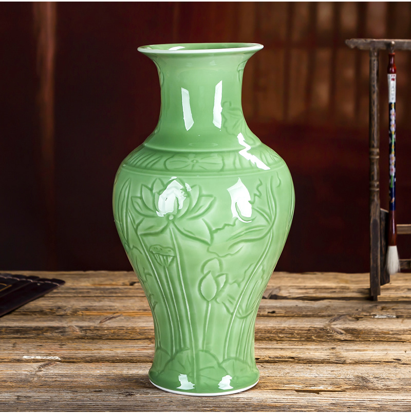 Jingdezhen ceramic vase furnishing articles of Chinese style restoring ancient ways flower arranging flower arrangement sitting room adornment is light decoration key-2 luxury celadon porcelain