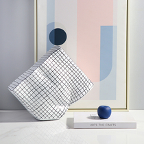 Modern minimalist grid modeling art desktop decoration model room light luxury living room TV cabinet porch vase ornaments