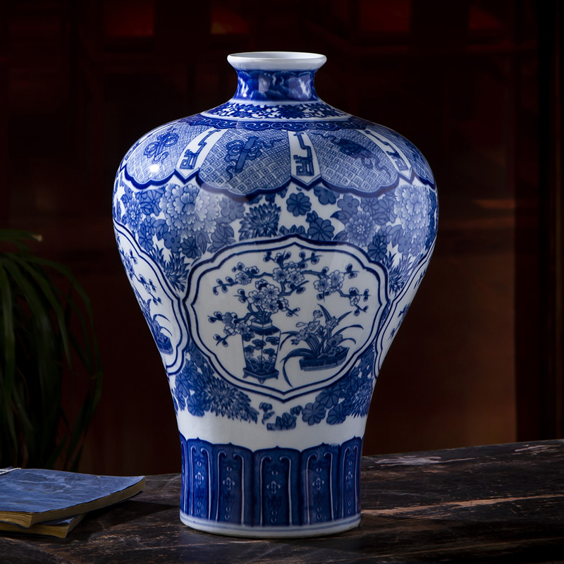 Jingdezhen ceramic big vase furnishing articles antique Chinese blue and white porcelain is the sitting room porch flower arranging porcelain ornaments furnishing articles