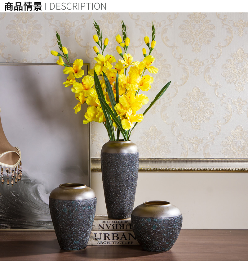 Jingdezhen ceramic vase coarse pottery dry flower arranging flowers restore ancient ways do old earthenware jar flower pot sitting room place soft decoration