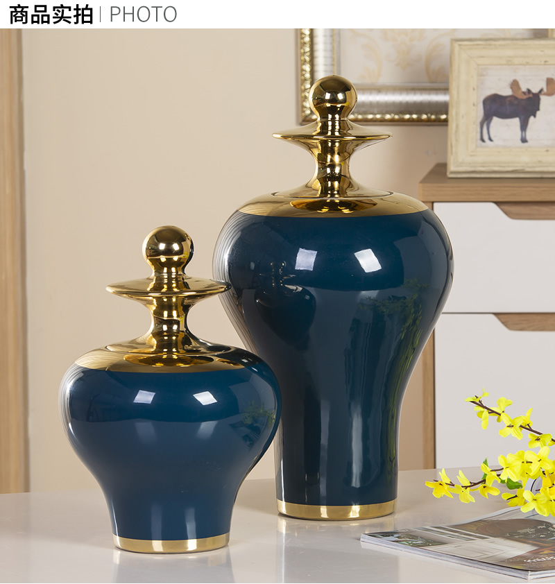 European example room porch soft adornment creative furnishing articles jingdezhen copper fittings ceramic household general pot vase