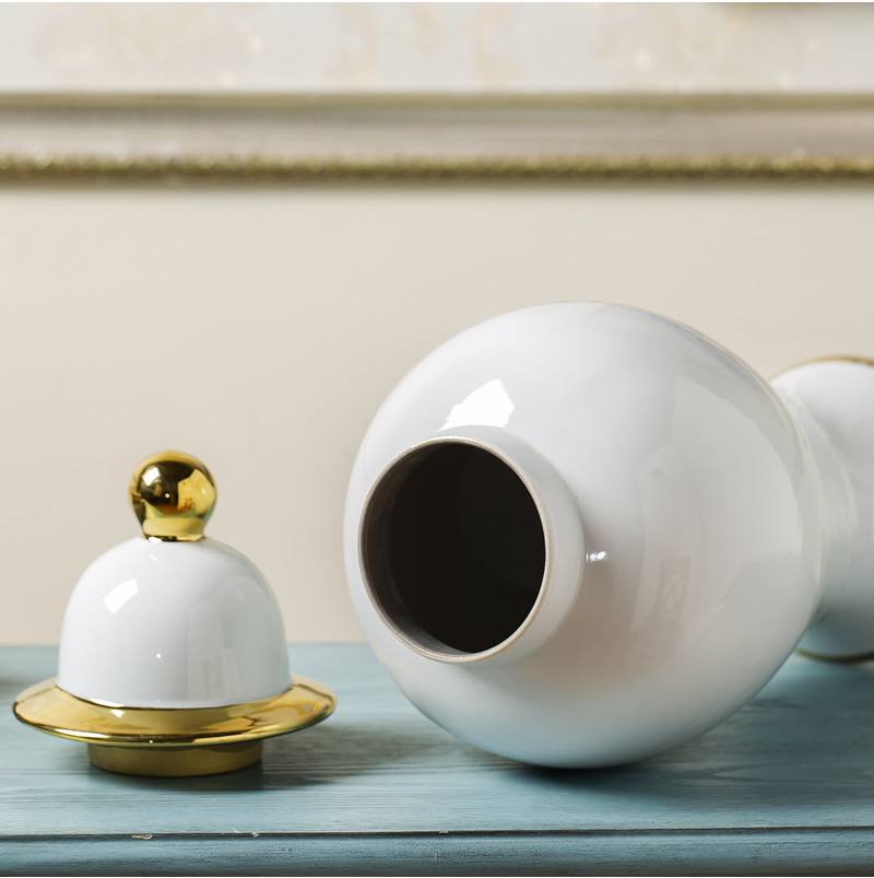 Jingdezhen general new Chinese style white pot vase postmodern light key-2 luxury furnishing articles sitting room porch soft adornment arranging flowers