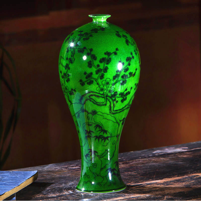 Jingdezhen ceramic vase furnishing articles sitting room of Chinese style restoring ancient ways is emerald rich ancient frame home decoration decoration arranging flowers