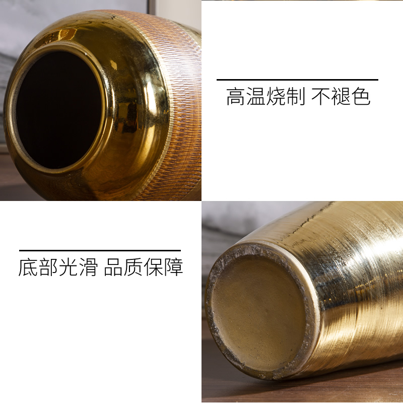Jingdezhen ceramic vase furnishing articles golden light key-2 luxury living room dry flower arranging flowers European table POTS creative decoration