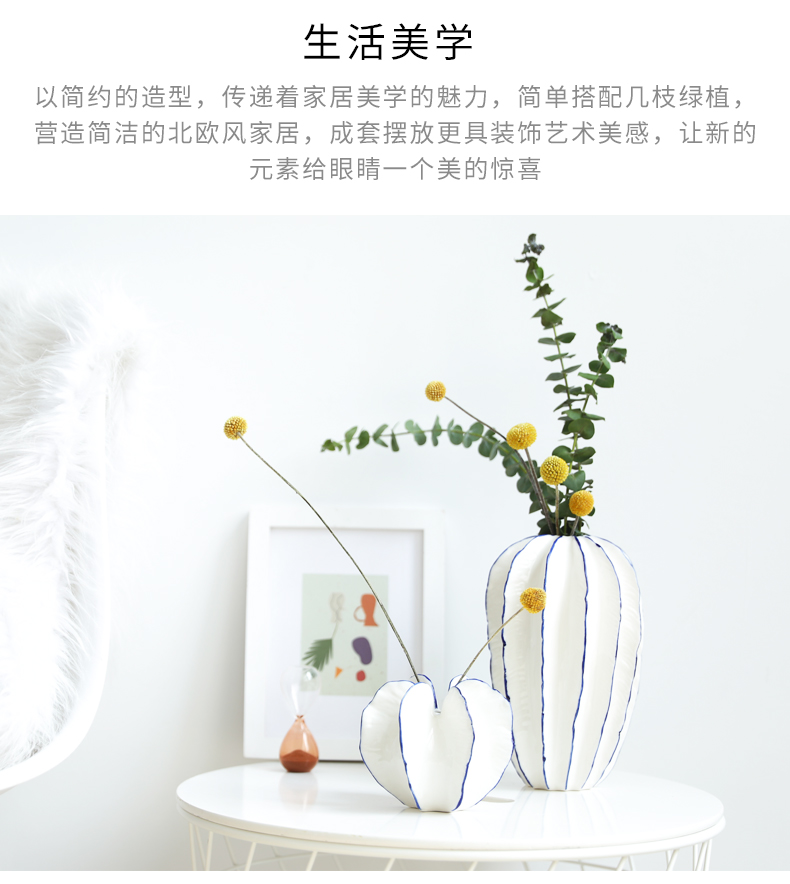 Creative jingdezhen ceramic vase furnishing articles Nordic sitting room of I and contracted dry flower arranging flowers light key-2 luxury home decoration