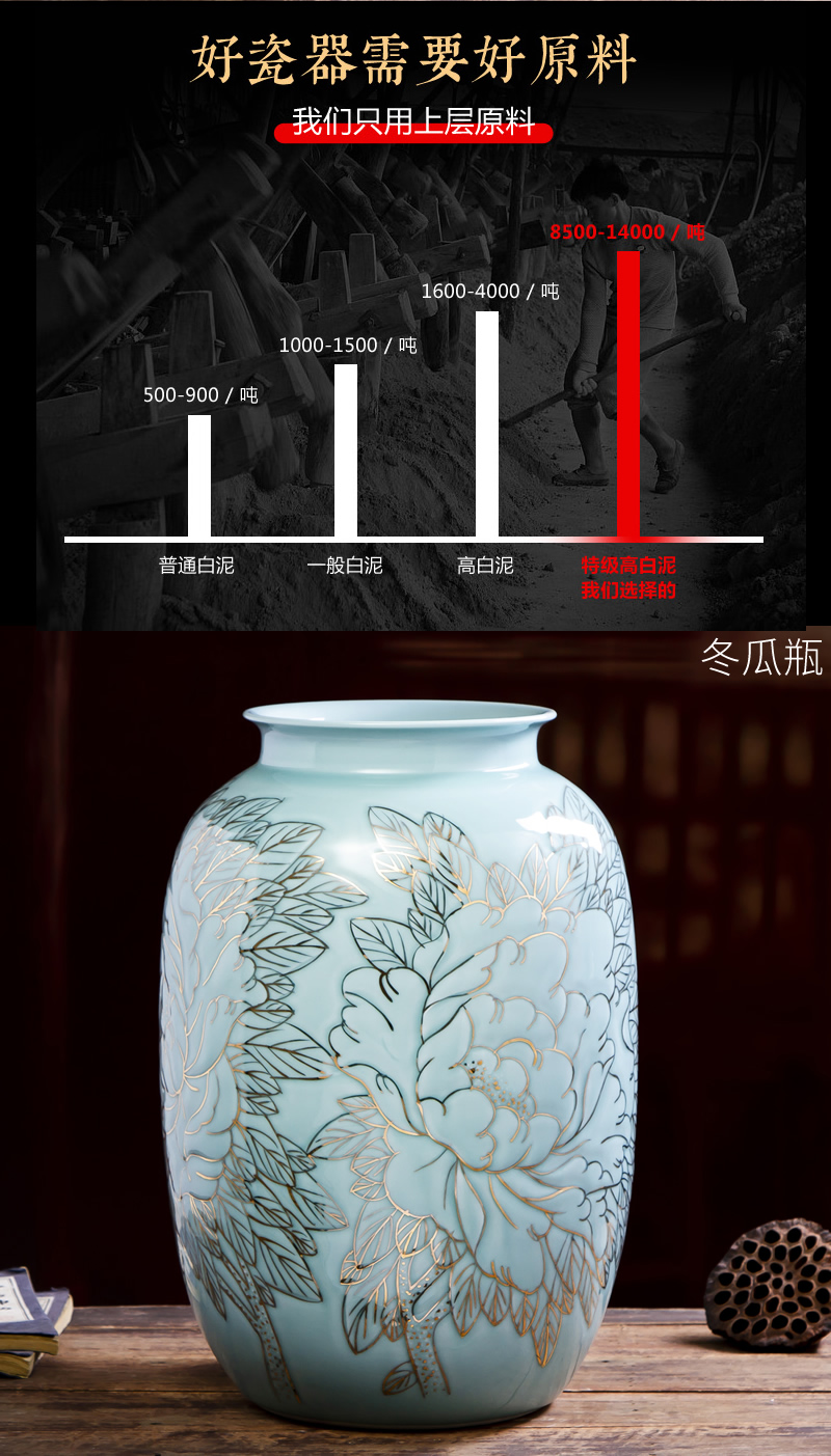 The Master of jingdezhen ceramic vase hand - made shadow blue paint new Chinese style household adornment flower arrangement China sitting room