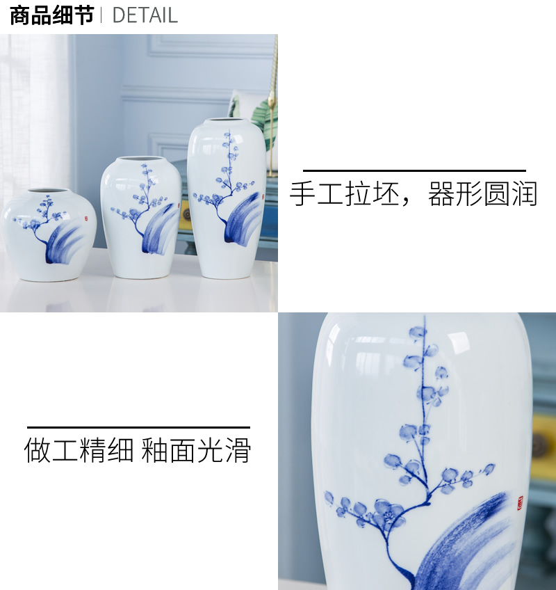 Jingdezhen ceramic vase furnishing articles dried flowers sitting room adornment flower arrangement of new Chinese style antique hand - made porcelain decoration