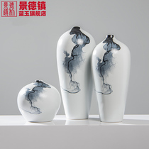 Jingdezhen new Chinese high-end ceramic vase decoration living room flower arrangement hand-painted creative model room home decoration