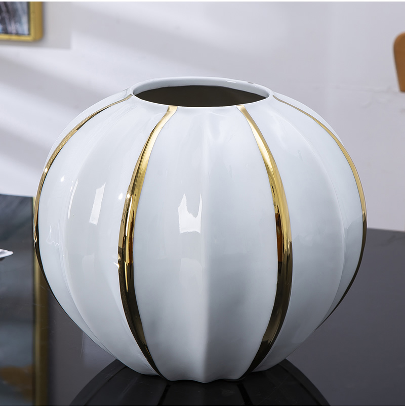 Jingdezhen ceramic vase furnishing articles Nordic dried flowers sitting room adornment flower arranging creative contracted light key-2 luxury table decoration