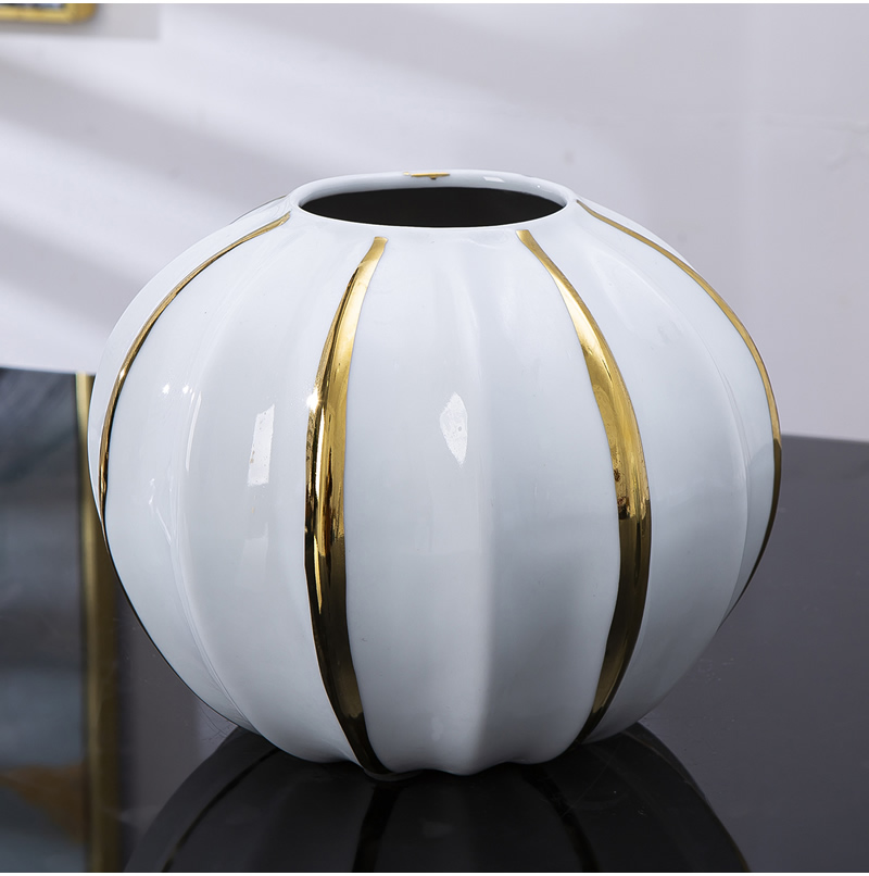 Jingdezhen ceramic vase furnishing articles Nordic dried flowers sitting room adornment flower arranging creative contracted light key-2 luxury table decoration