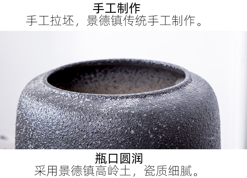 Jingdezhen ceramic big vase landed Nordic I and contracted, dried flowers, flower arrangement sitting room adornment is placed POTS restoring ancient ways