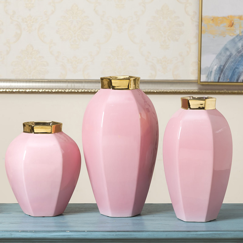 Jingdezhen ceramic vases, the sitting room porch TV ark edge ark of what adornment flower implement gold - plated furnishing articles simulation flower arranging flowers