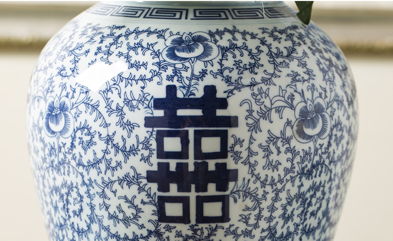 Jingdezhen new Chinese style originality general pot vase furnishing articles sitting room porch flower POTS of blue and white porcelain ornaments