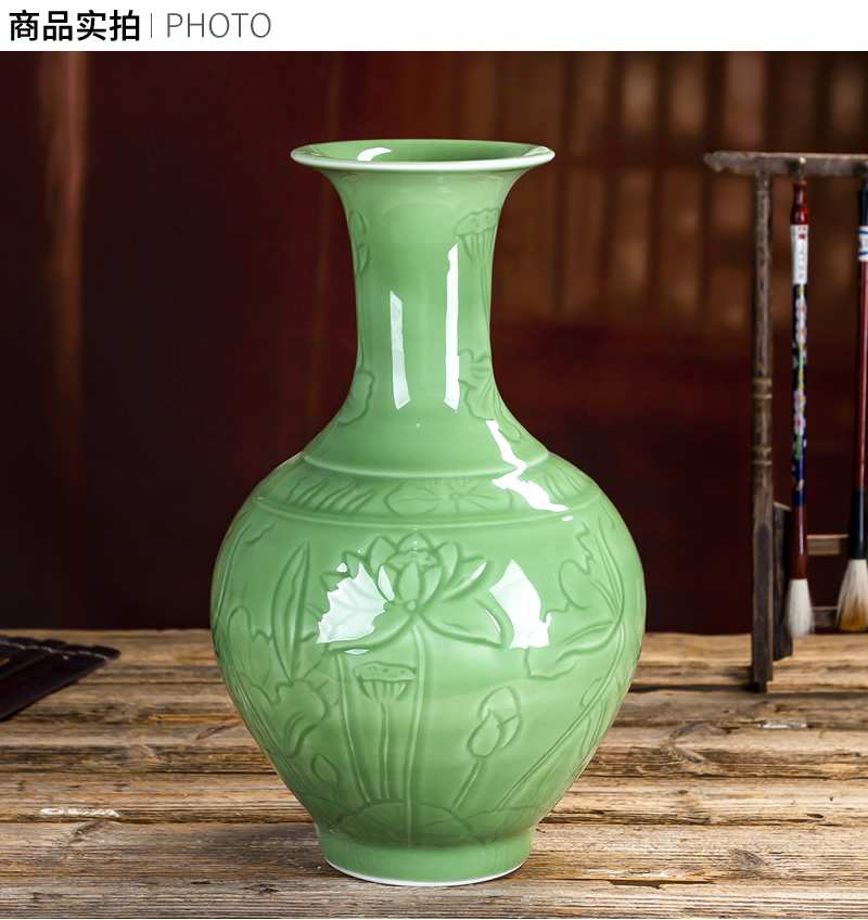 Jingdezhen ceramic vase furnishing articles of Chinese style restoring ancient ways flower arranging flower arrangement sitting room adornment is light decoration key-2 luxury celadon porcelain