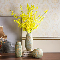 Jingdezhen ceramic vase modern Nordic living room dried flower arrangement coarse pottery pot porcelain dining table retro decoration