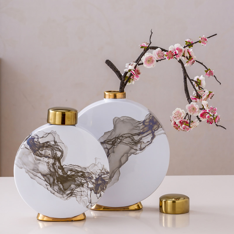 New Chinese style light key-2 luxury furnishing articles creative ceramic vase zen dry flower arranging flowers flower arrangement between example sitting room home decoration