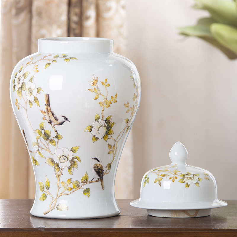 Jingdezhen ceramic general white pot vase furnishing articles large Chinese style living room dry flower flower arranging rich ancient frame ornaments