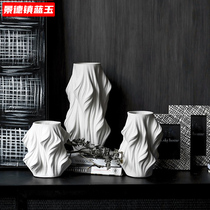 Modern minimalist vase decoration creative fold ceramic living room home dried flower flower arrangement model room soft decoration