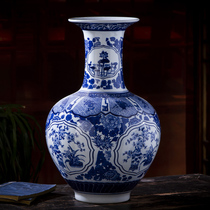 Jingdezhen ceramic Large Vase ornaments antique blue and white porcelain Chinese porch living room flower arrangement porcelain ornaments ornaments