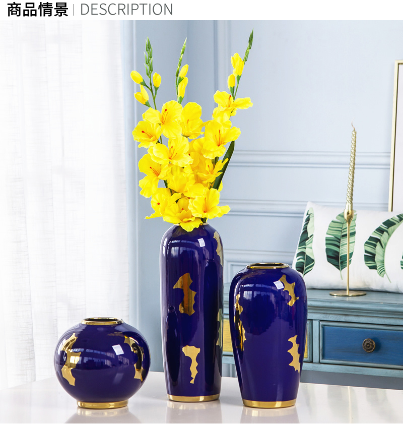 Light the key-2 luxury of modern European jingdezhen ceramic vase furnishing articles sitting room dry flower arranging flowers decorate the table hydroponic ornament