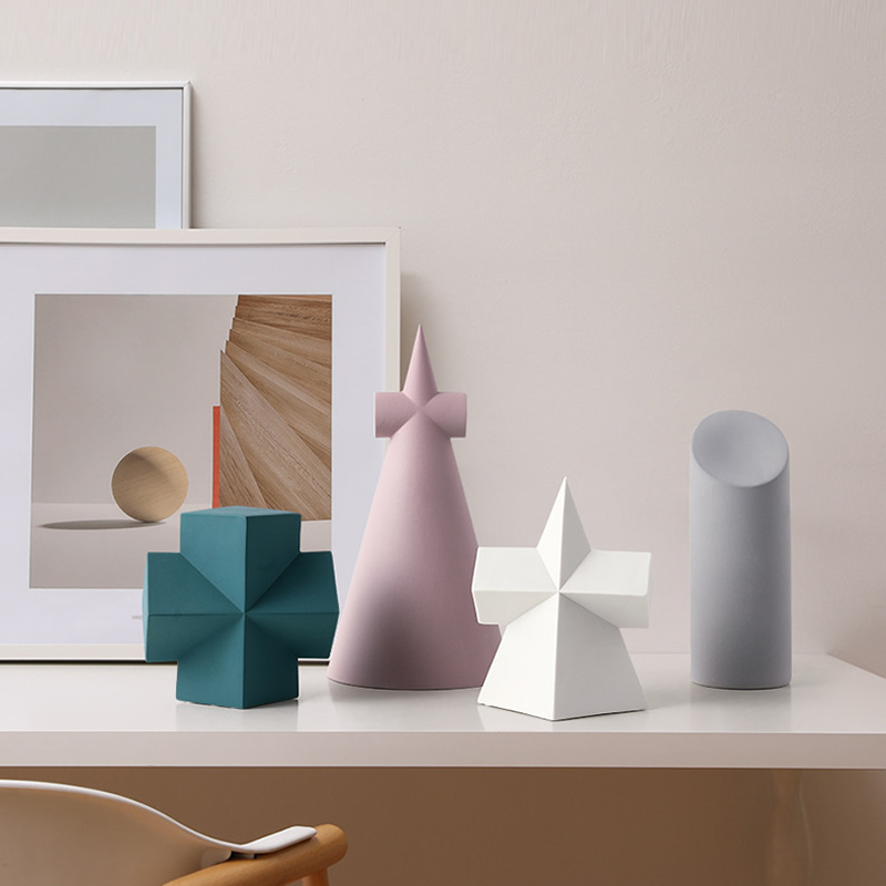 Scandinavian minimalist geometry furnishing articles creative home sitting room ark, desktop morandi color ceramic trinkets