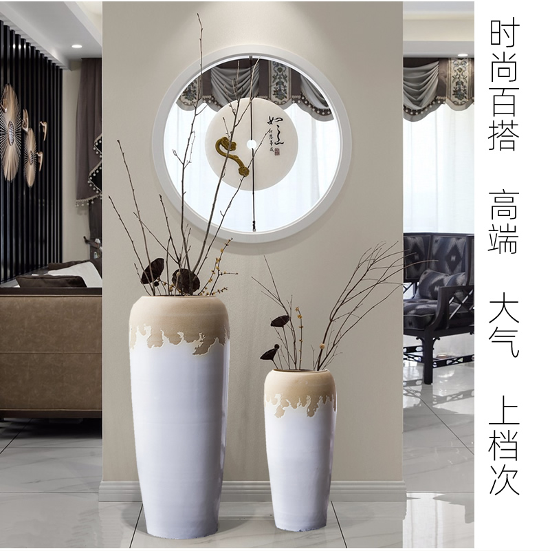 Jingdezhen big vase landed sitting room of I and contracted flower arranging dried flower adornment is placed large lucky bamboo decoration