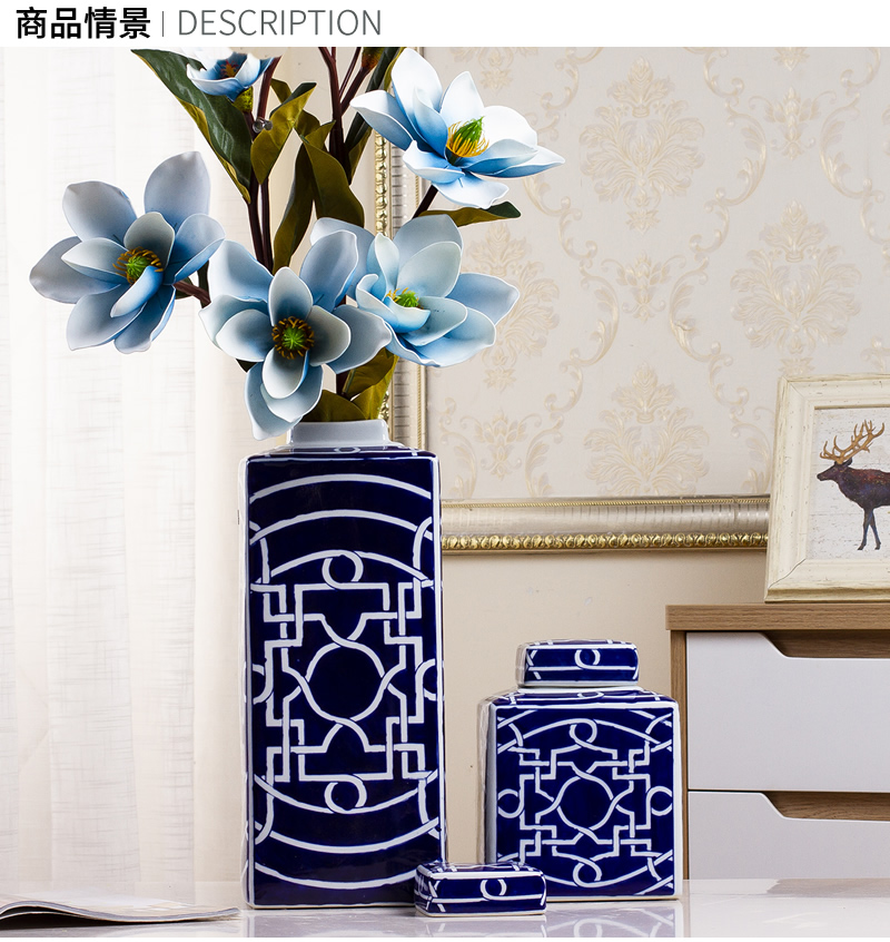 New classical porcelain pot decorative furnishing articles of Chinese blue and white living room TV cabinet vase wine home decoration