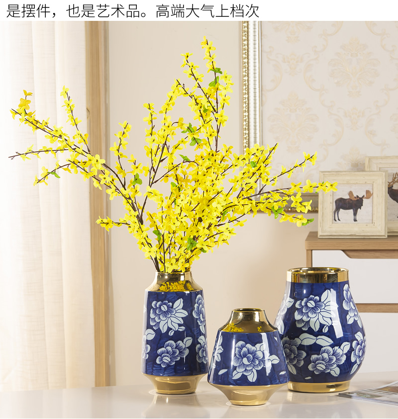 Jingdezhen hand made blue and white porcelain vase furnishing articles of modern Chinese style living room dry flower arranging flowers ceramic soft adornment ornament