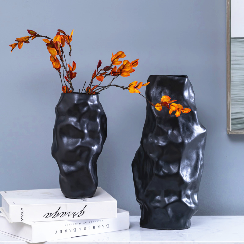 Aquamarine ceramic vase furnishing articles interelectrode creative contracted light black dry flower decoration flower arrangement sitting room key-2 luxury soft decoration