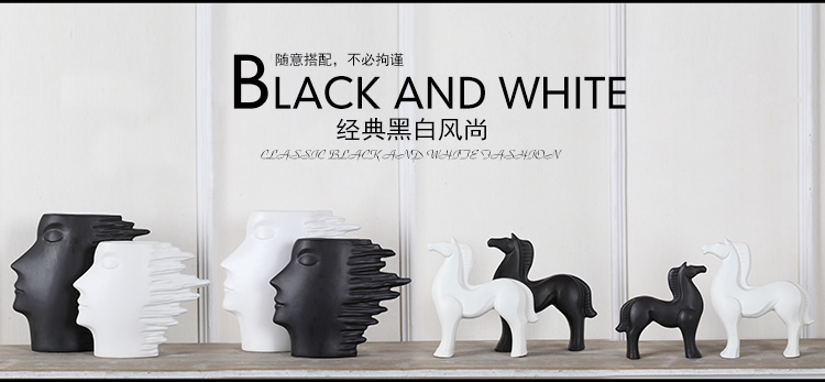 Ceramic horse furnishing articles creative household act the role ofing is tasted, black and white north European style living room TV cabinet wine porch soft decoration