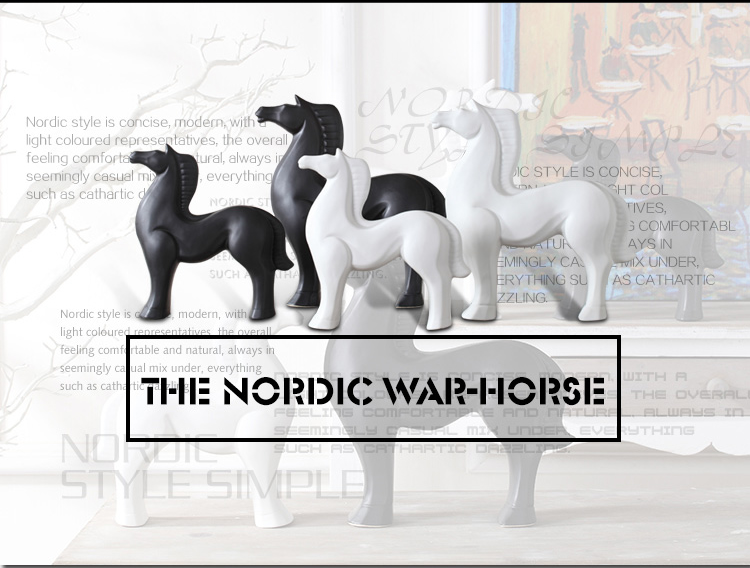 Ceramic horse furnishing articles creative household act the role ofing is tasted, black and white north European style living room TV cabinet wine porch soft decoration