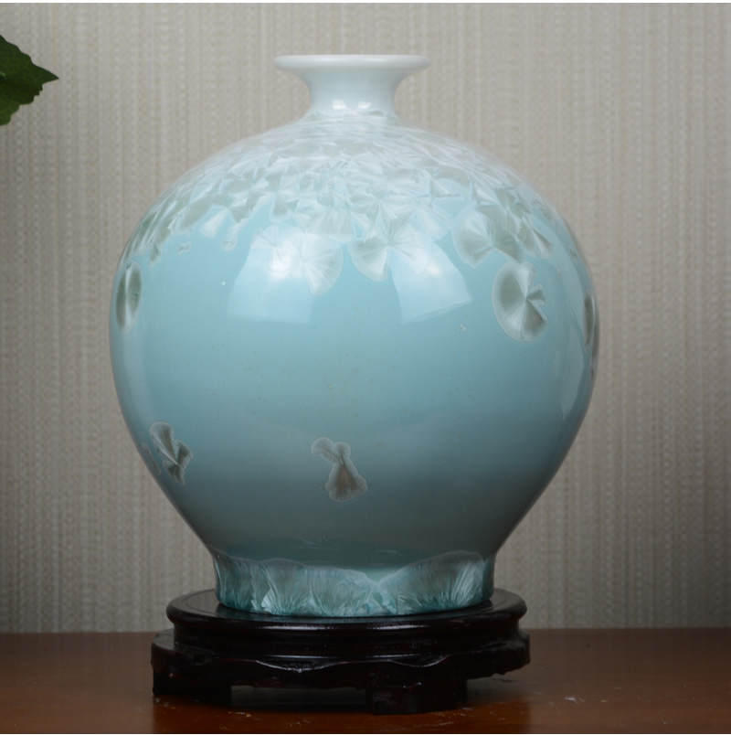 Jingdezhen crystalline glaze ceramic vase dried flowers flower arrangement sitting room European - style table creative household soft adornment is placed