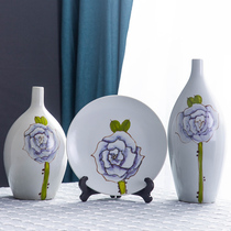 Jingdezhen Vase ornaments living room dried flower arrangement TV cabinet creative ceramic Zen new Chinese soft decoration decoration